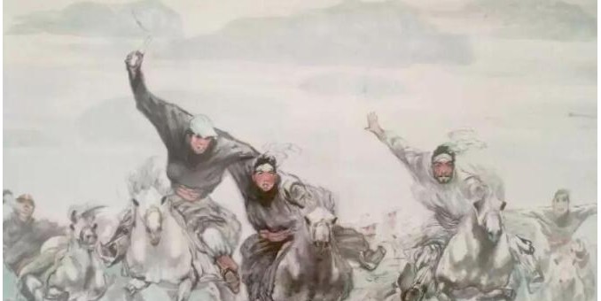 著名画家德凤山中国画蒙古马蒙古人新作品赏析